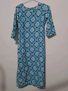 Blue & White Print Kurta