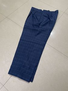 Blue Checkered Formal Trousers
