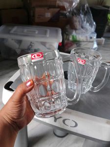 Clear Glass Beer Mugs Set of 2 unused