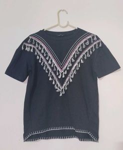 Embellished T-Shirt with Tassels
