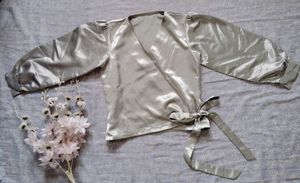 Elegant Satin Wrap Blouse