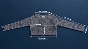 BLUE &amp; BROWN MARLED CROPPED KNIT SWEATER