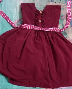 Maroon Ethnic Gown with Belt