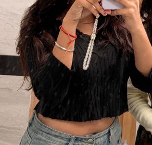 Black V-Neck Knit Top