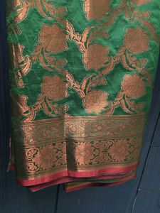 Elegant Green Floral Brocade Saree