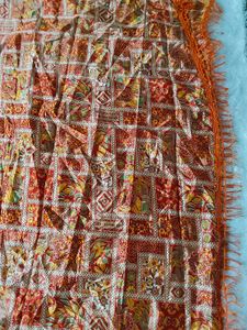 Vibrant Orange Dupatta with Tassels