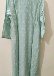 Pantaloons Light Blue Embroidered Kurti - Size M