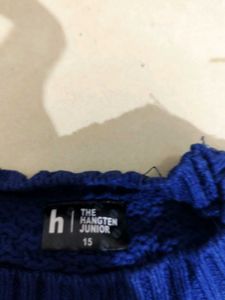 Blue Textured Knit Sweater