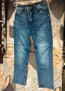 H&amp;M High Waist Slim Straight Blue Jeans