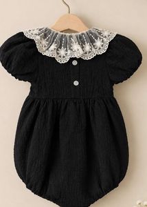 Baby Girls Black Lace Collar Romper