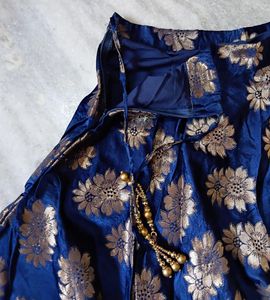Blue Brocade Lehenga Choli Set
