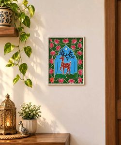 Deer and Lotus wall art Lippan ar