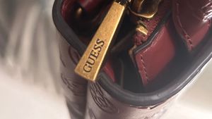 Guess Burgundy Embossed Handbag