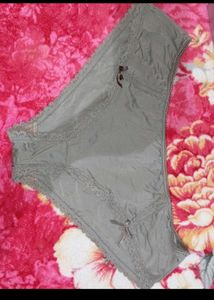 Elegant Grey Lace Trim Briefs
