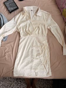 SAVANA Elegant Cream Shirt Dress