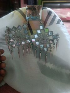 Oxidized Mirrorwork Jhumka Earrings