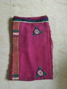 Beautiful Pink Embroidered Saree