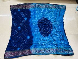 Beautiful Blue Bandhani Saree