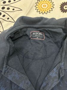 Men's Dark Blue Printed Polo Shirt