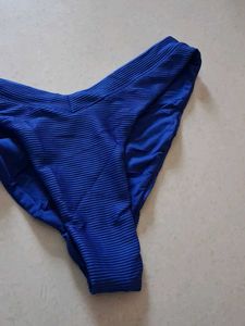 L Blue Textured Bikini Bottom