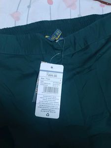 Elegant Green Palazzo Pants with Gold Embellishmen