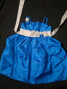 Girls Royal Blue Ruffled Party Dress
