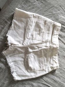 White Ripped Denim Shorts