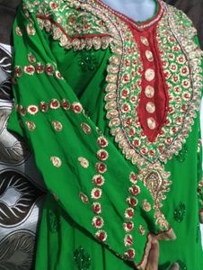Elegant Green Kurta with Red Palazzo