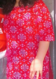 Red &amp; Pink Printed Kurta