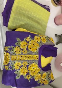 Purple &amp; Yellow Embroidered Patiala Kurta Set