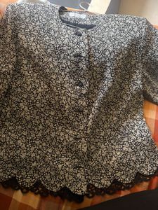 Chic Floral Print Blazer top