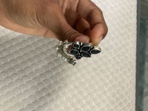 Germen Silver Black Stone With White Pearls