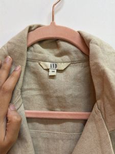 Sleeveless Beige Button-Up Midi Dress