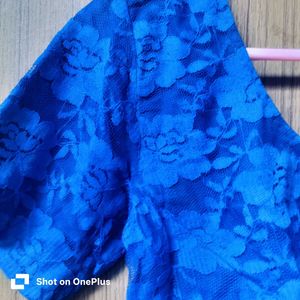 Elegant blue lace blouse with a back open