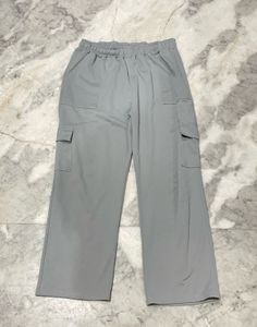 Women's Grey Wide-Leg Cargo Pants