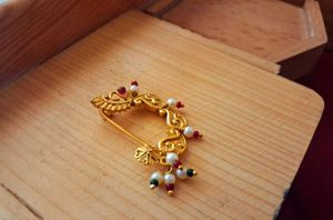 Gold Tone Beaded Nose Ring