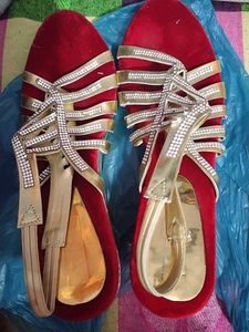 Golden Embellished Wedges