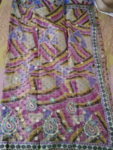 Multi Colour designer Net Saree