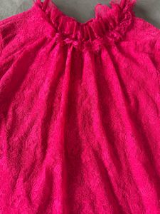 Pink Lace Ruffle Top