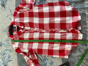 New Red &amp; White Gingham Button-Up Shirt