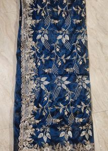 Stunning Blue Embroidered Saree