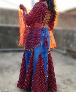 Boho Chic Striped Lehenga Choli Set