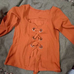 Orange Lace-Up Corset Top