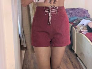 High-waisted lace-up shorts