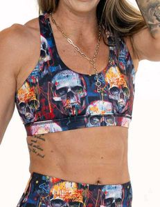 Edgy Skull Print Sports Bra