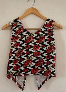 Floral Bow Back Crop Top