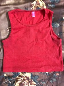 🎀 Red Ribbed Tank Top