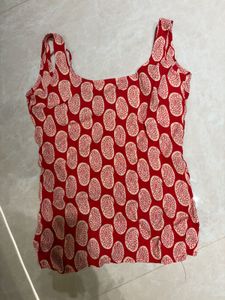 Red Paisley Print Kurta