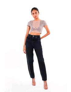 Charcoal Mom Fit Jeans With Free 🎁