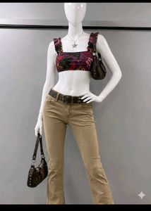 Y2K Floral Ruffle Crop Top